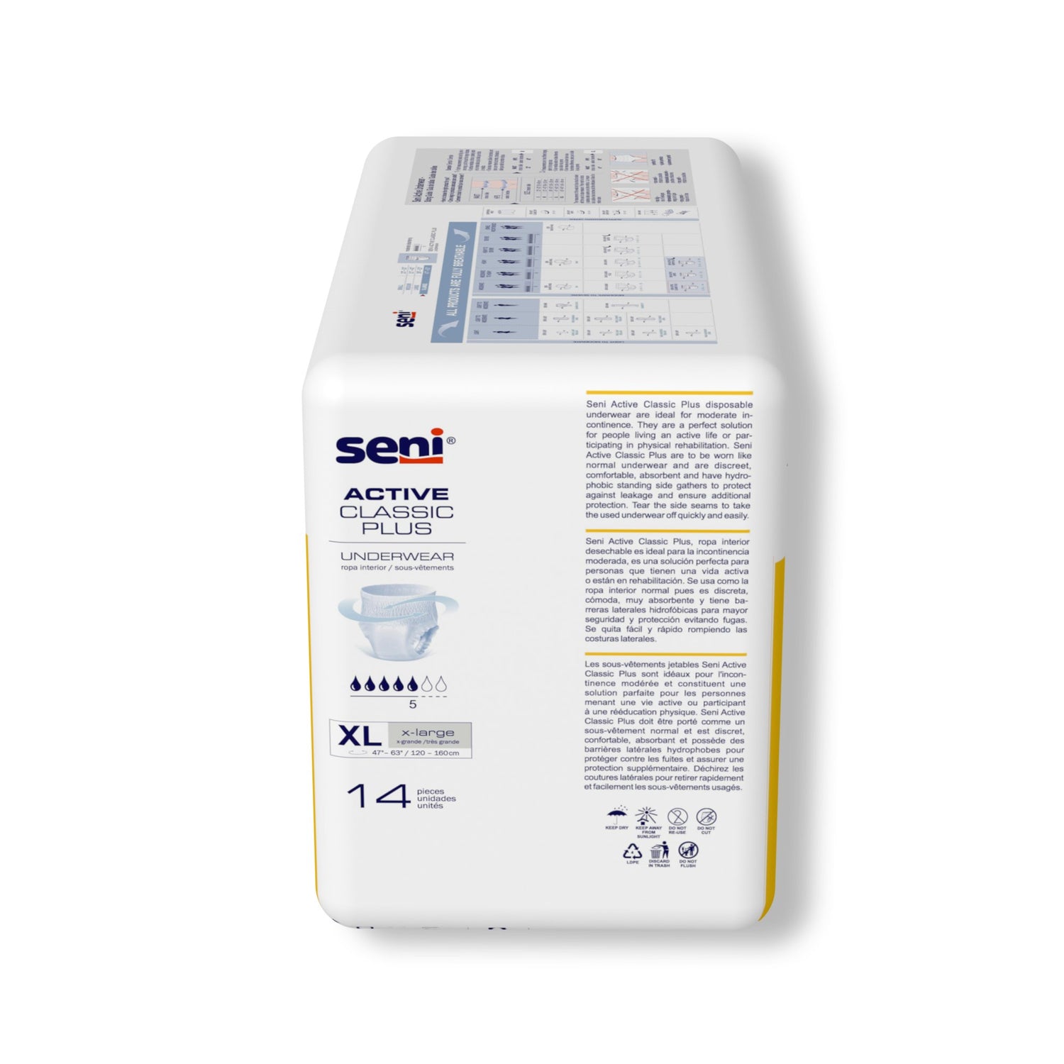 Unisex Adult Absorbent Underwear Seni® Active Classic Plus Pull On with Tear Away Seams X-Large Disposable Moderate Absorbency - BeHope