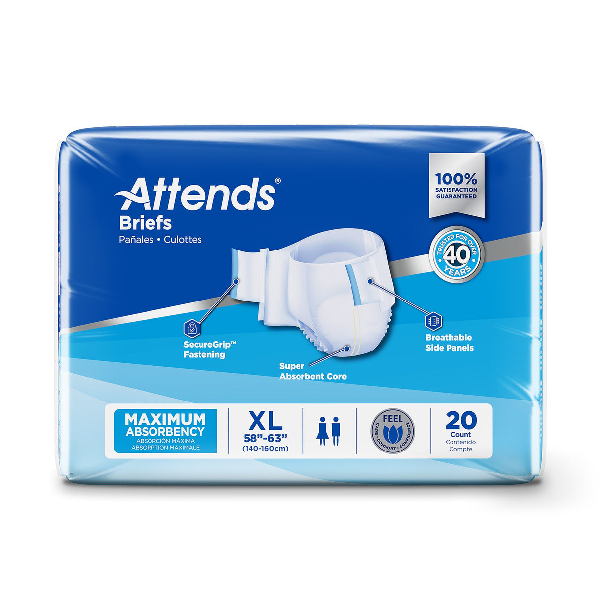 Unisex Adult Incontinence Brief Attends® X-Large Disposable Heavy Absorbency - BeHope