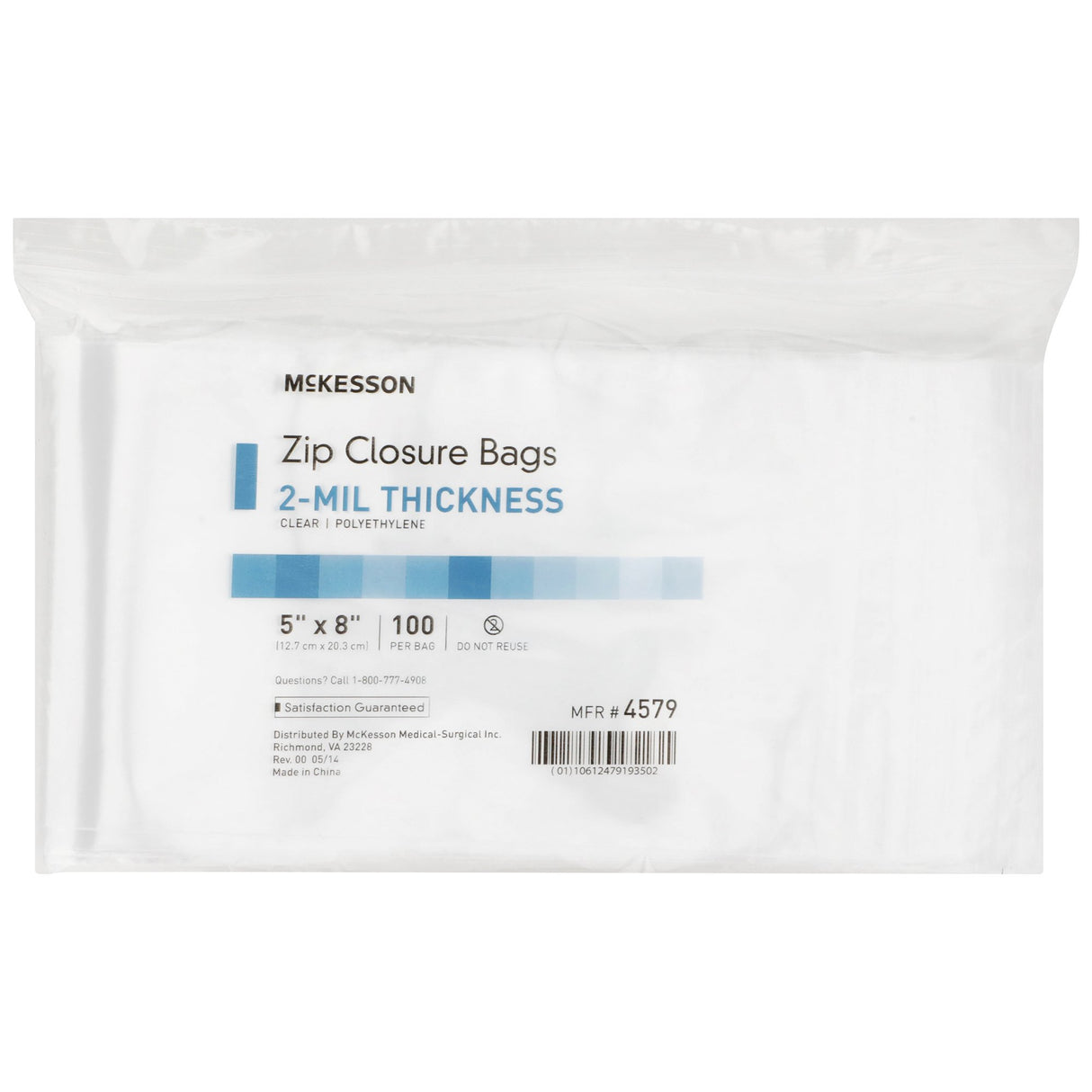 Reclosable Bag McKesson 5 X 8 Inch Polyethylene Clear Zipper Closure - BeHope