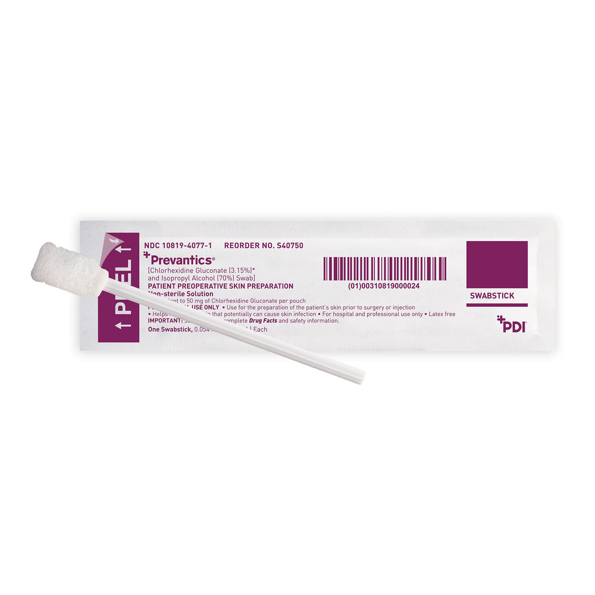 Impregnated Swabstick Prevantics® 3.15% / 70% Strength CHG (Chlorhexidine Gluconate) / Isopropyl Alcohol Individual Packet NonSterile - BeHope