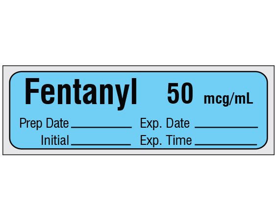 Drug Label Shamrock Syringe Label FENTANYL 50 mcg / mL / Prep Date _____ Exp. Date _____ / Initial _____ Exp. Time _____ Blue 1/2 X 1 Inch - BeHope