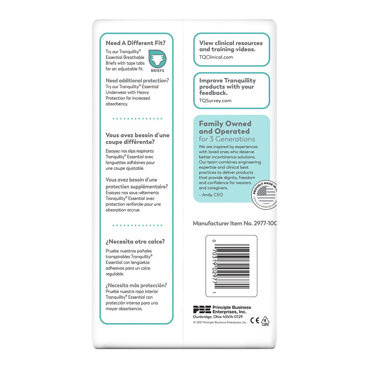 Unisex Adult Absorbent Underwear Tranquility® Essential Pull On with Tear Away Seams X-Large Disposable Moderate Absorbency - BeHope