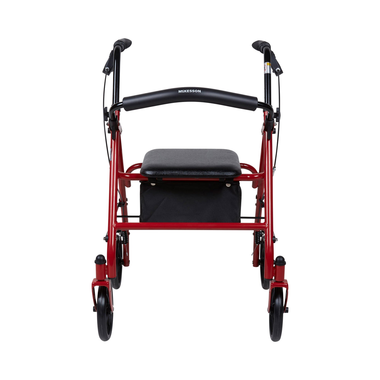4 Wheel Rollator McKesson Red Adjustable Height / Folding Steel Frame - BeHope