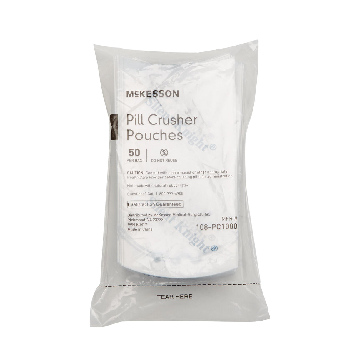 Pill Crusher Pouch McKesson Silent Knight® 2 X 4-1/2 Inch, Clear, Plastic - BeHope