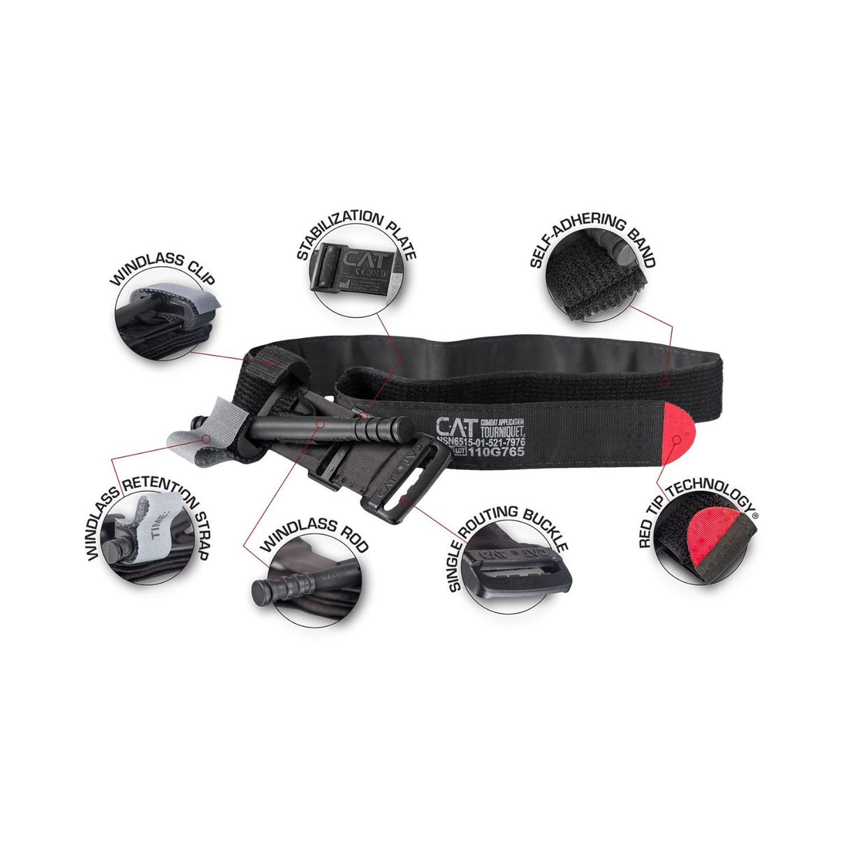 Tactical Windlass Tourniquet C-A-T® 6-1/2 Inch Length Military Latex Free Nylon - BeHope