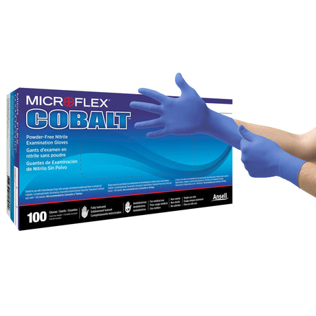Exam Glove MICROFLEX® Cobalt® Large NonSterile Nitrile Standard Cuff Length Fully Textured Blue Not Rated - BeHope