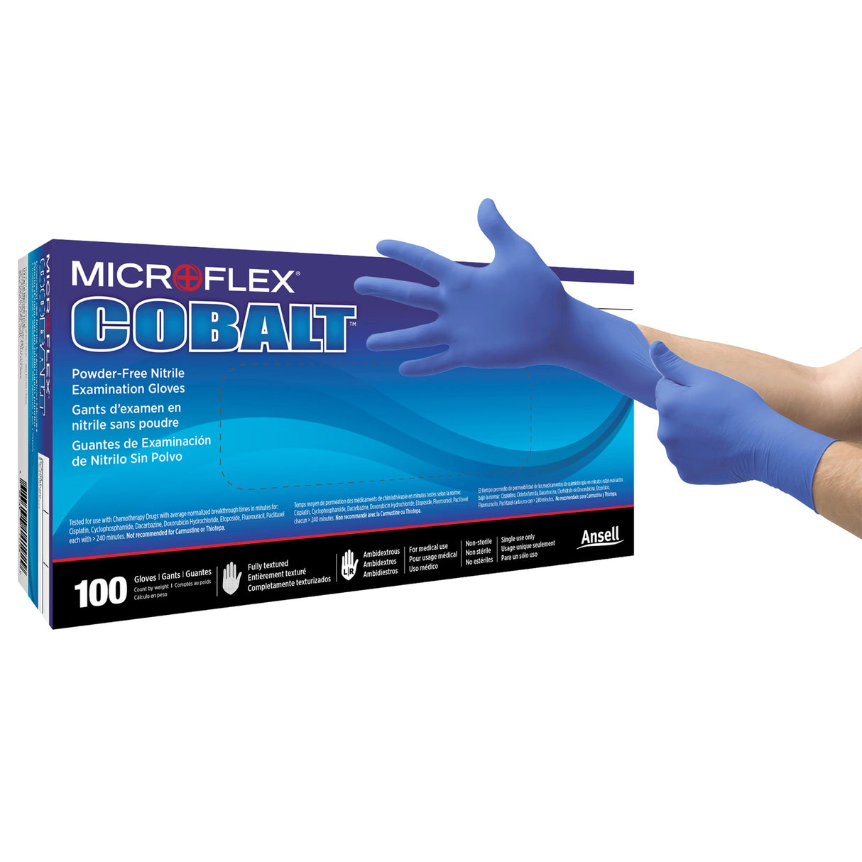 Exam Glove MICROFLEX® Cobalt® Large NonSterile Nitrile Standard Cuff Length Fully Textured Blue Not Rated - BeHope