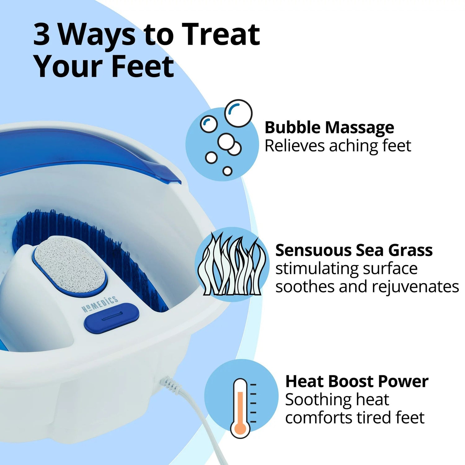 Foot Bath with Heat Boost HoMedics® Bubble Bliss Elite Blue / White Plastic - BeHope