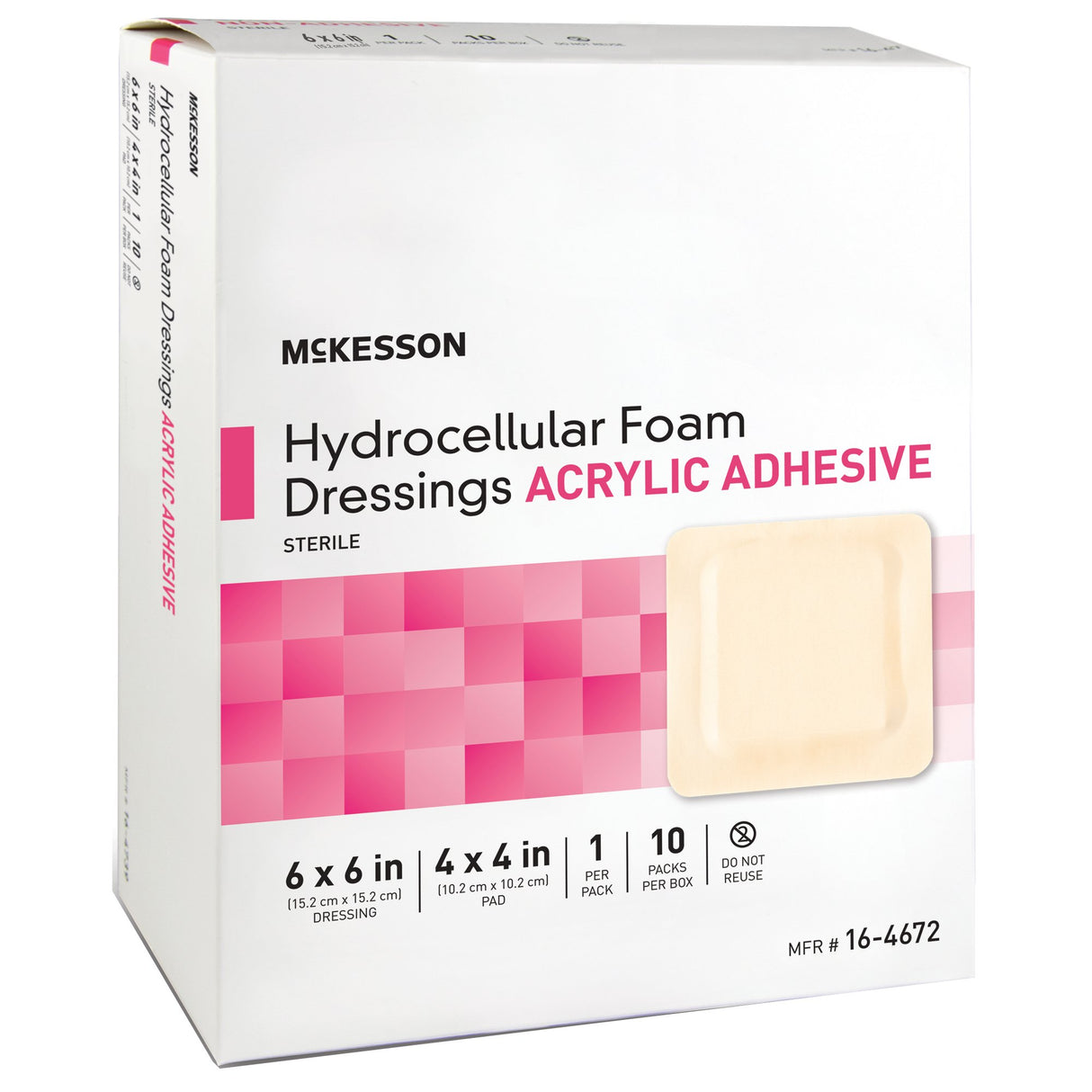 Foam Dressing McKesson 6 X 6 Inch With Border Film Backing Acrylic Adhesive Square Sterile - BeHope