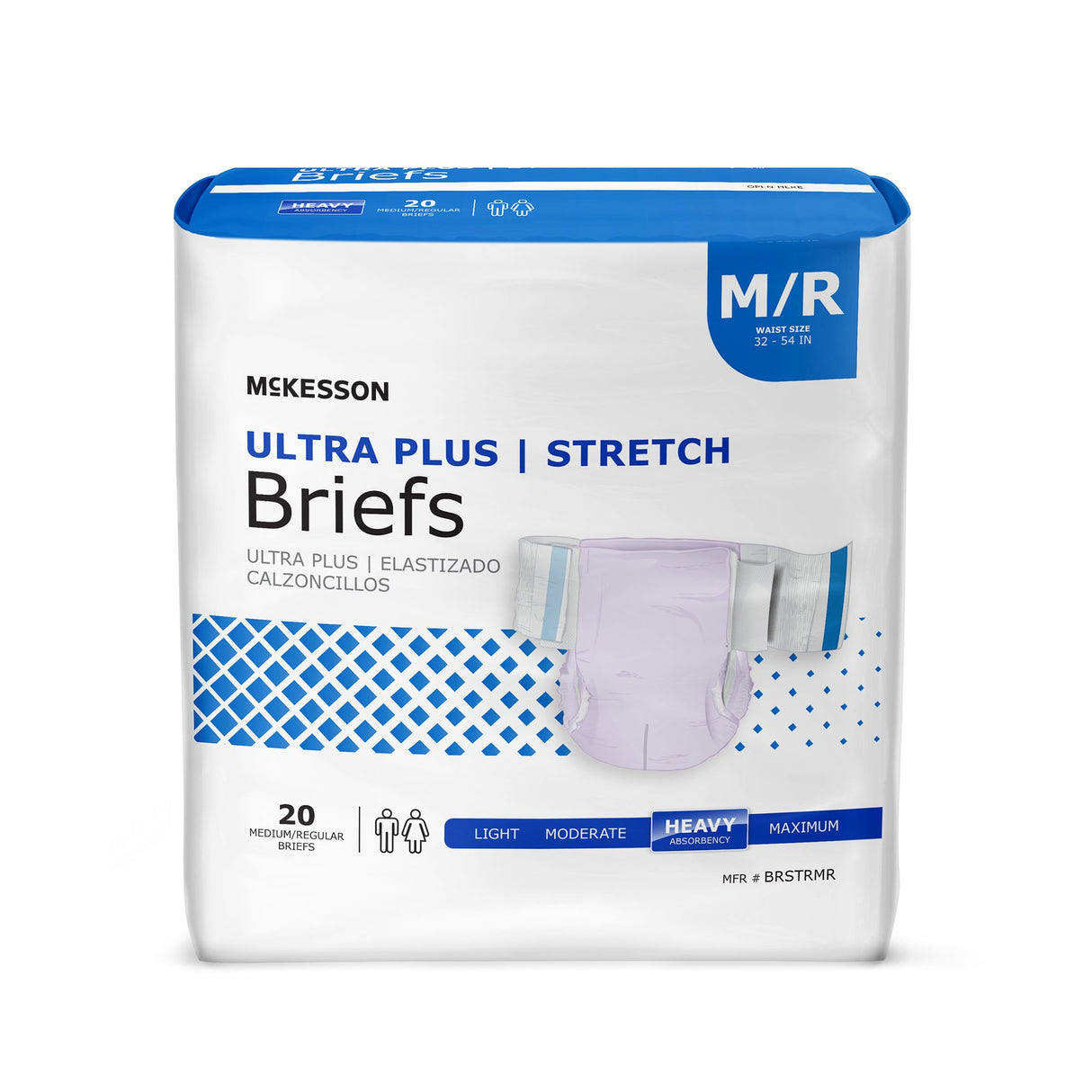Unisex Adult Incontinence Brief McKesson Ultra Plus Stretch Medium Disposable Heavy Absorbency - BeHope