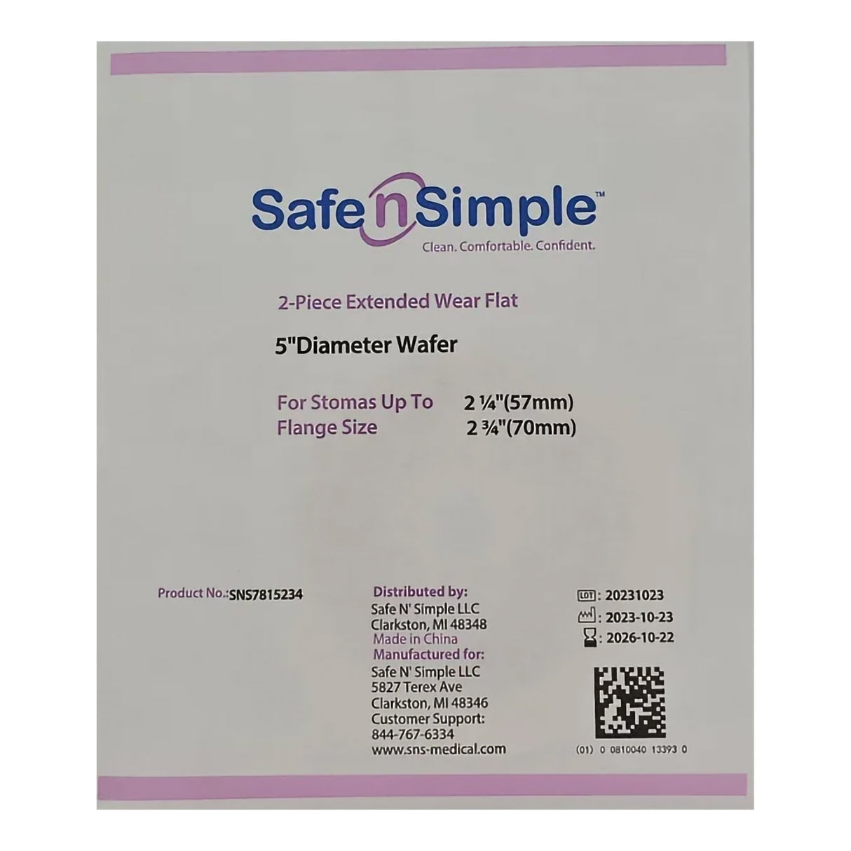 Ostomy Barrier Trim to Fit, Extended Wear Without Tape 70 mm Flange 2 Piece System Hydrocolloid Up to 2-3/4 Inch Opening 5 X 5 Inch - BeHope