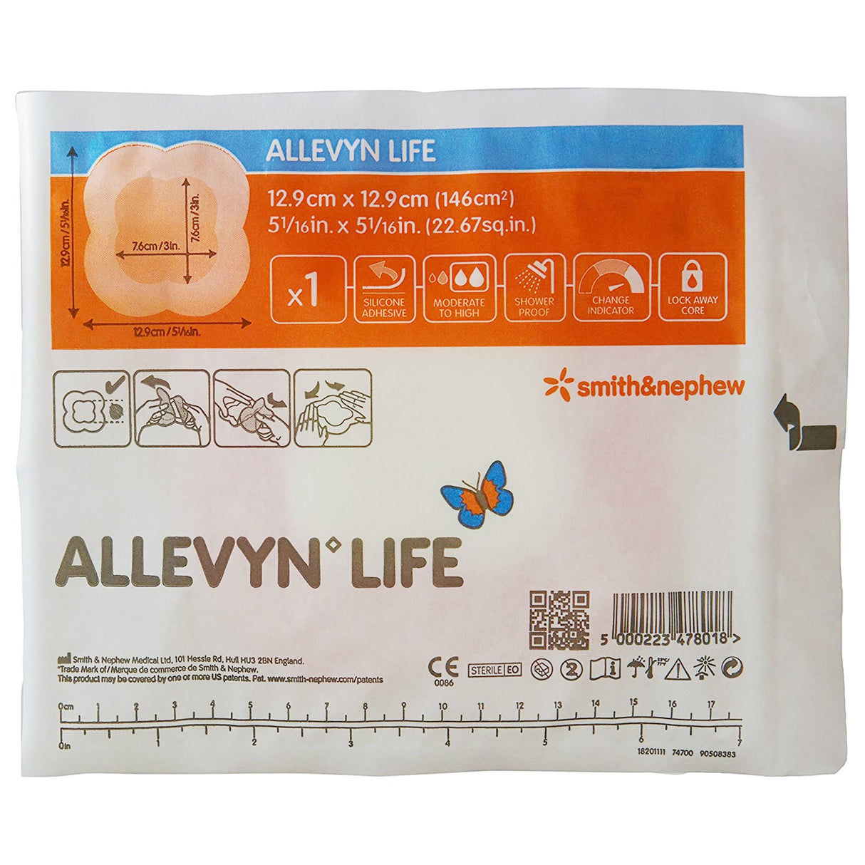 Foam Dressing Allevyn Life 5--1/16 X 5-1/16 Inch With Border Film Backing Silicone Gel Adhesive Quadrilobe Sterile - BeHope