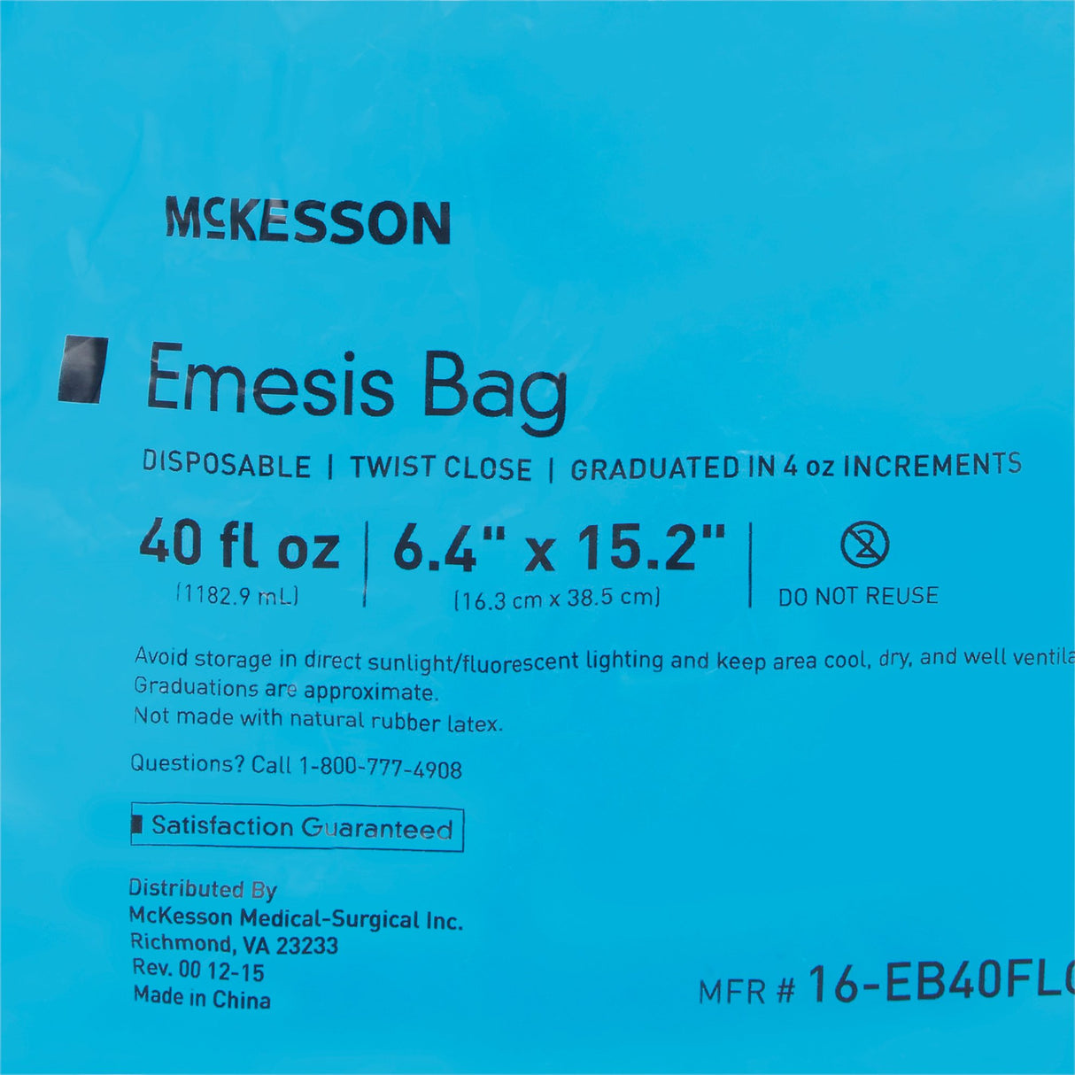 Emesis Bag McKesson 40 oz. Blue - BeHope