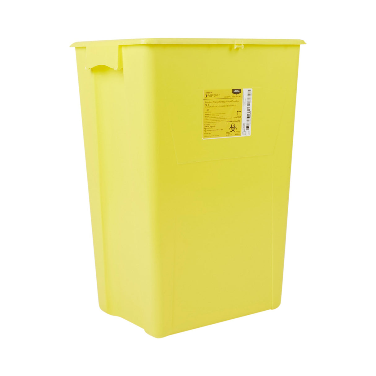 Chemotherapy Waste Container McKesson Prevent® Yellow Base 24-3/5 H X 17-3/10 W X 13 L Inch Vertical Entry 18 Gallon - BeHope