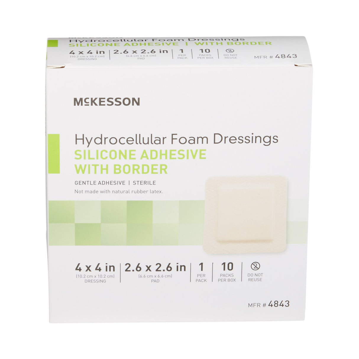 Foam Dressing McKesson 4 X 4 Inch With Border Film Backing Silicone Gel Adhesive Square Sterile - BeHope
