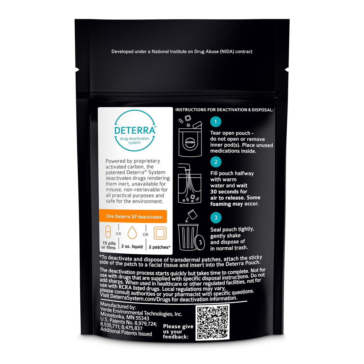 Drug Disposal Pouch Deterra® Small, 15 Pill or 2 Patch or 2 oz. Liquid Capacity - BeHope