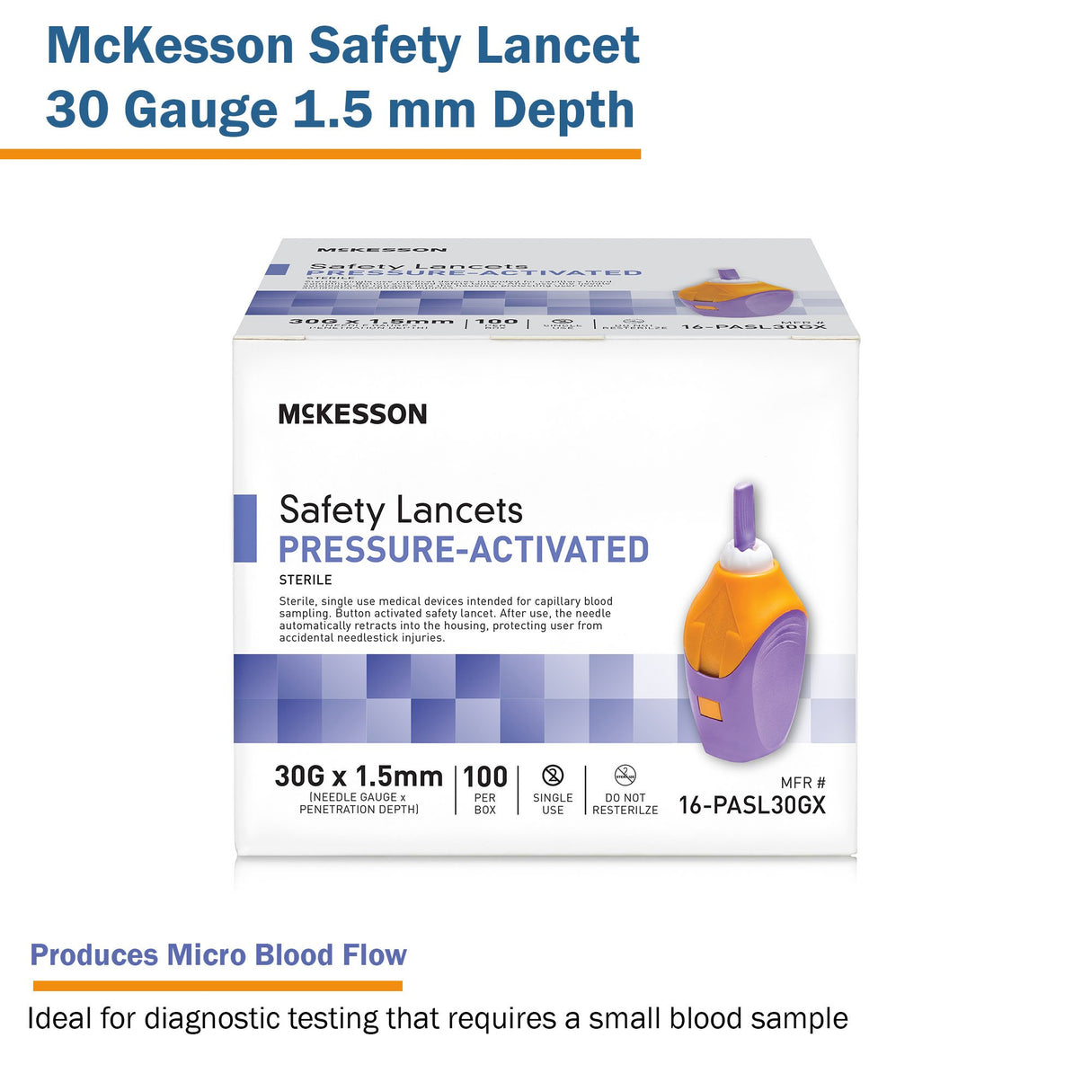 Safety Lancet McKesson 30 Gauge Retractable Pressure Activated Finger - BeHope