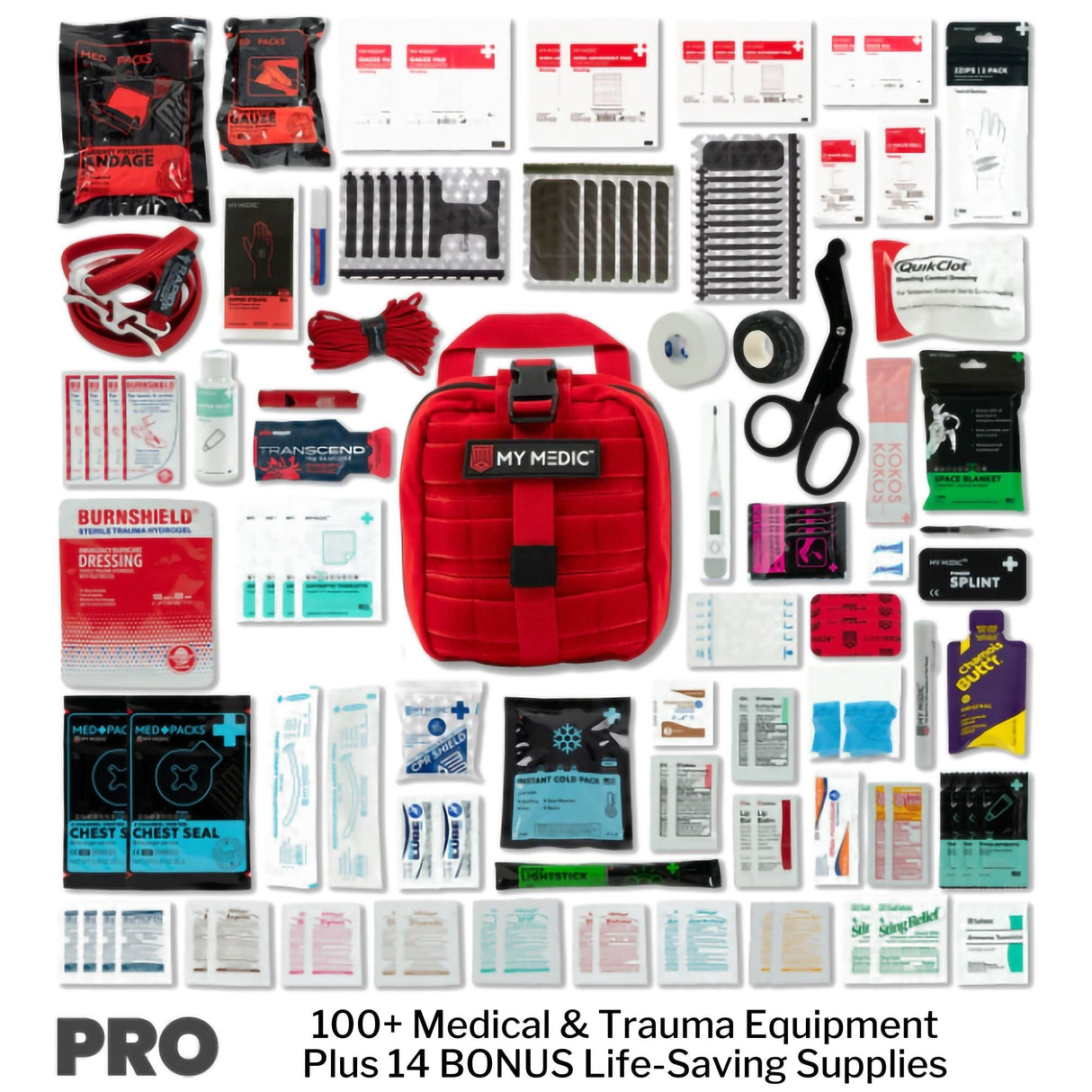First Aid Kit My Medic™ MYFAK Pro Red Nylon Bag - BeHope