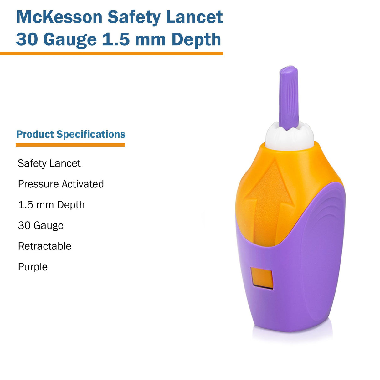 Safety Lancet McKesson 30 Gauge Retractable Pressure Activated Finger - BeHope