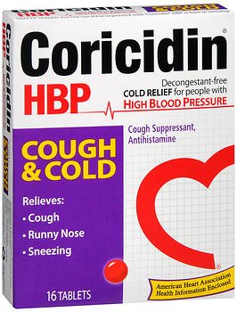 Cold and Cough Relief Coricidin® HBP 4 mg - 30 mg Strength Tablet 16 per Box - BeHope