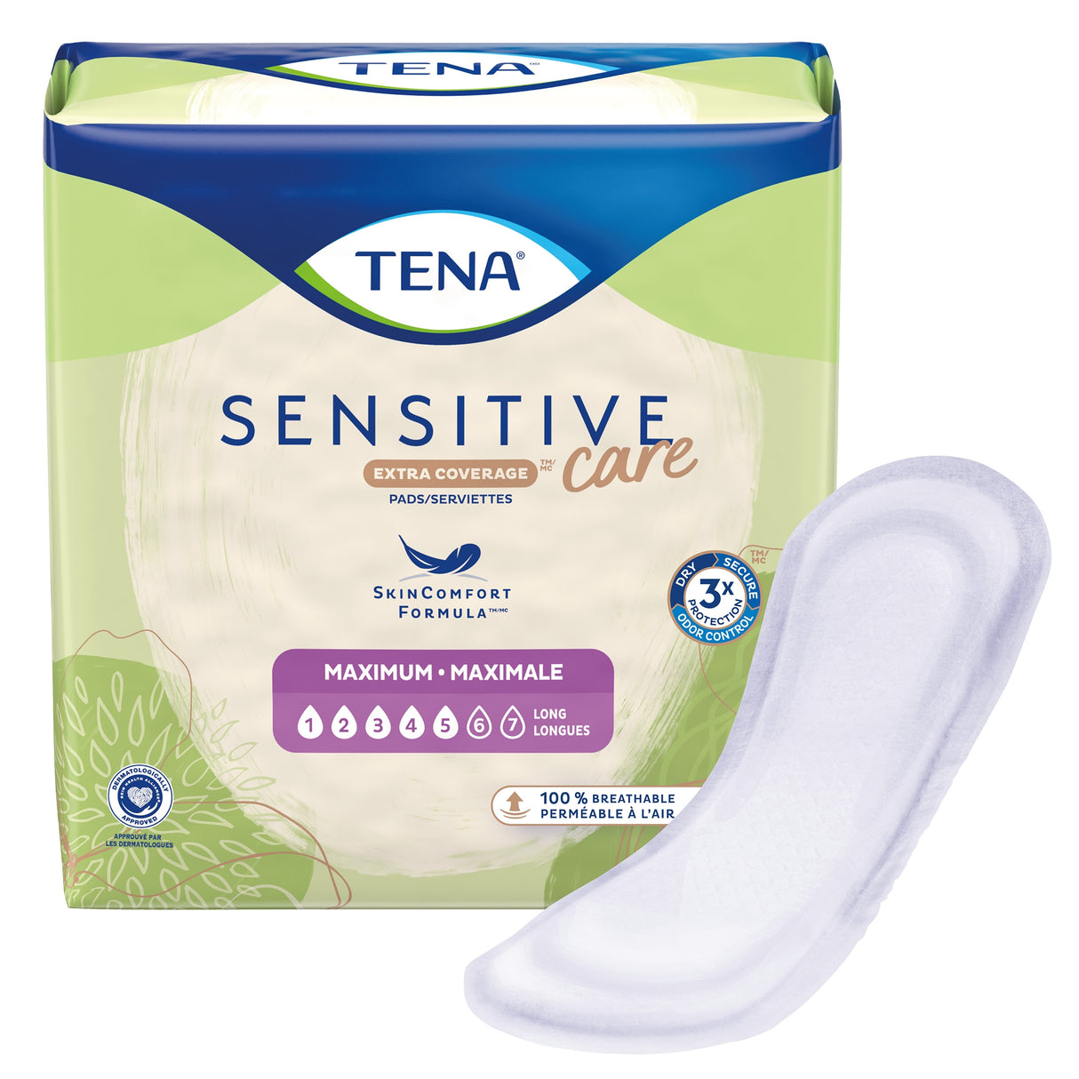 Bladder Control Pad TENA® Sensitive Care Maximum Extra Coverage Long 15 Inch Length Heavy Absorbency Dry-Fast Core™ One Size Fits Most - BeHope