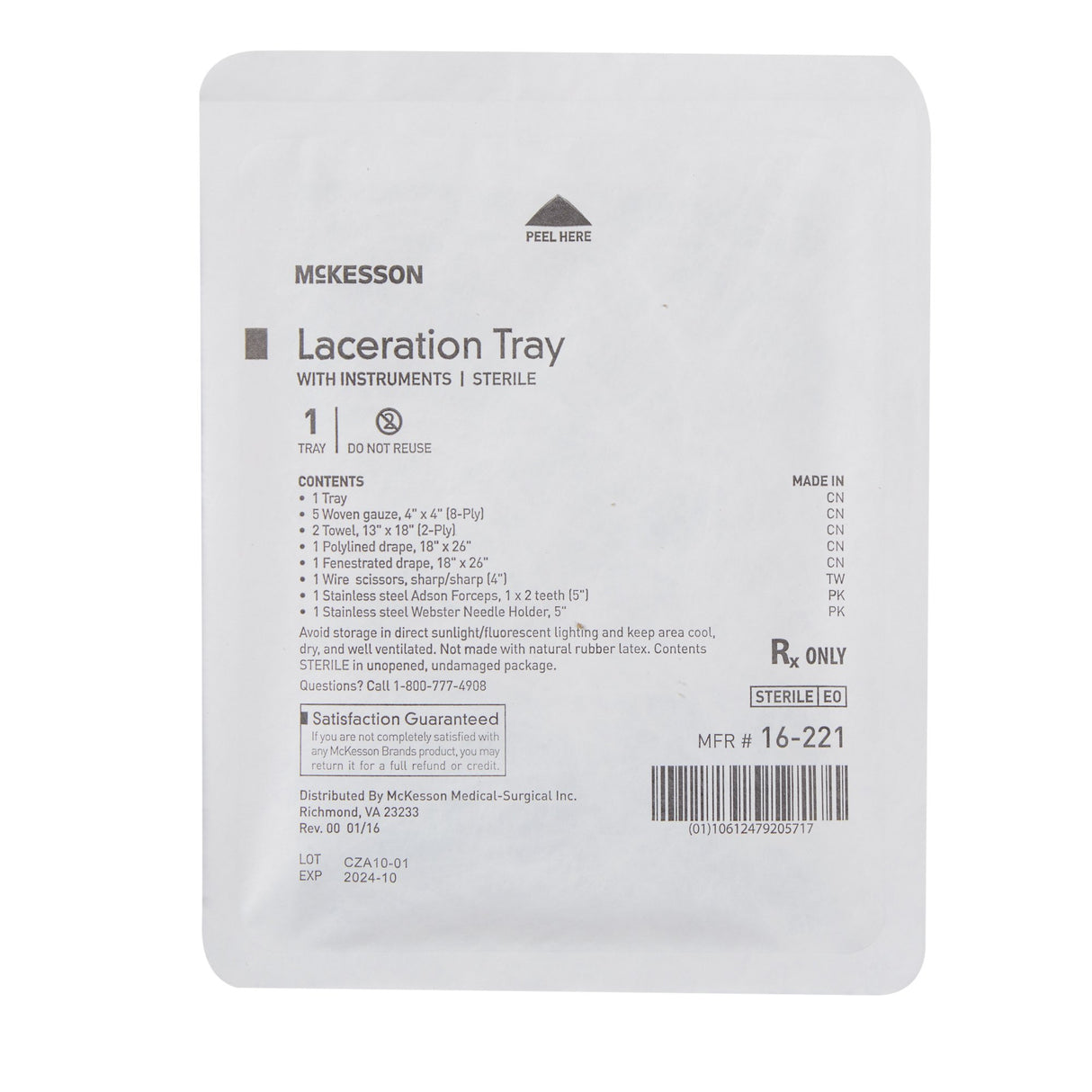 Laceration Tray McKesson Sterile - BeHope