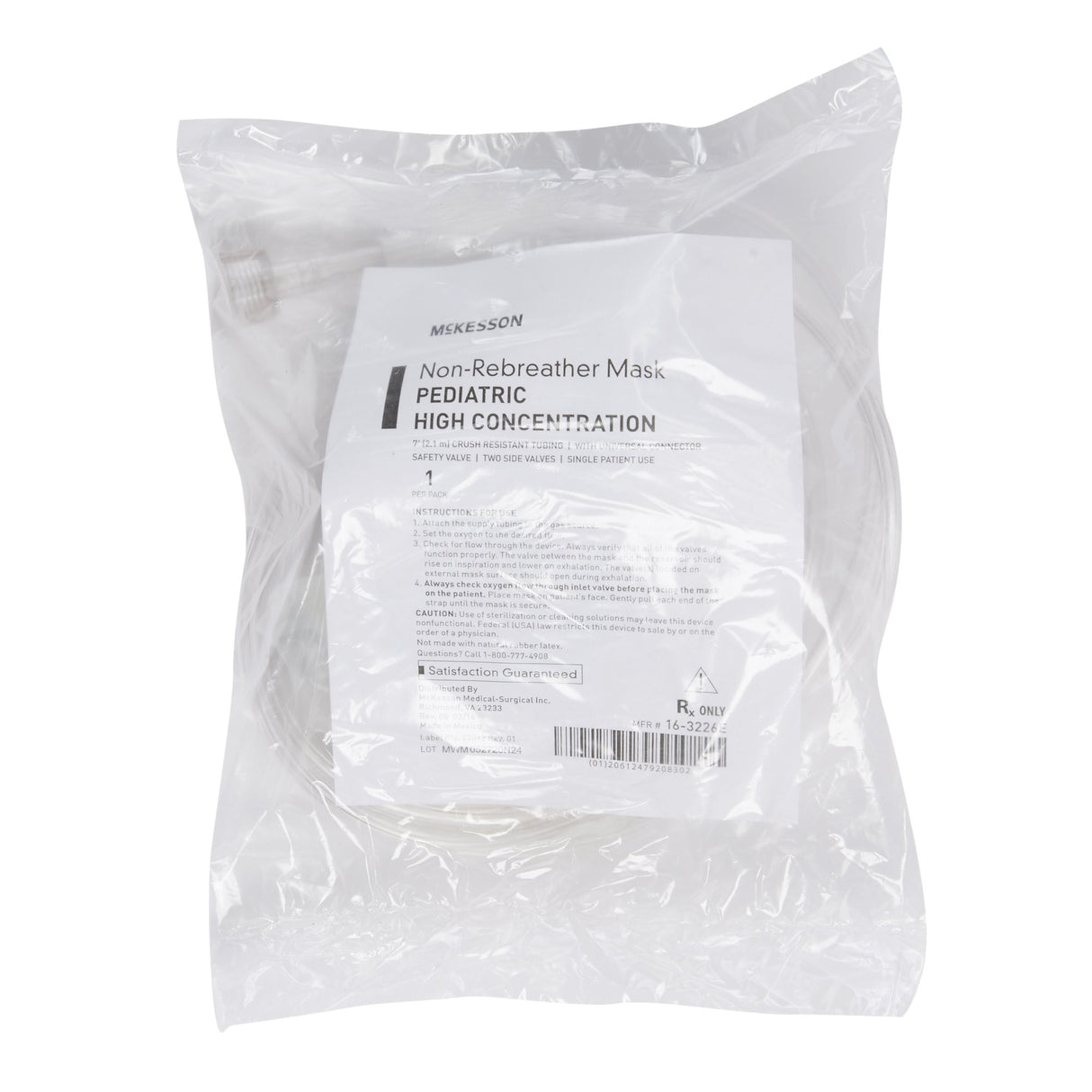 NonRebreather Oxygen Mask McKesson Elongated Style Pediatric Adjustable Head Strap / Nose Clip - BeHope