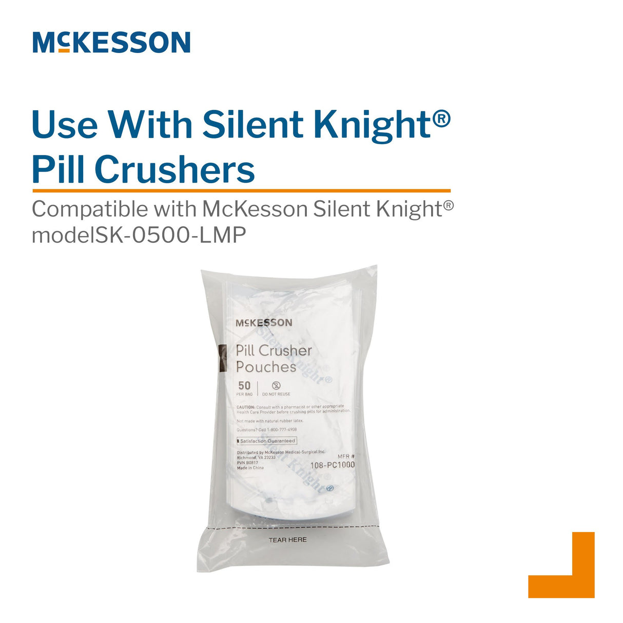 Pill Crusher Pouch McKesson Silent Knight® 2 X 4-1/2 Inch, Clear, Plastic - BeHope