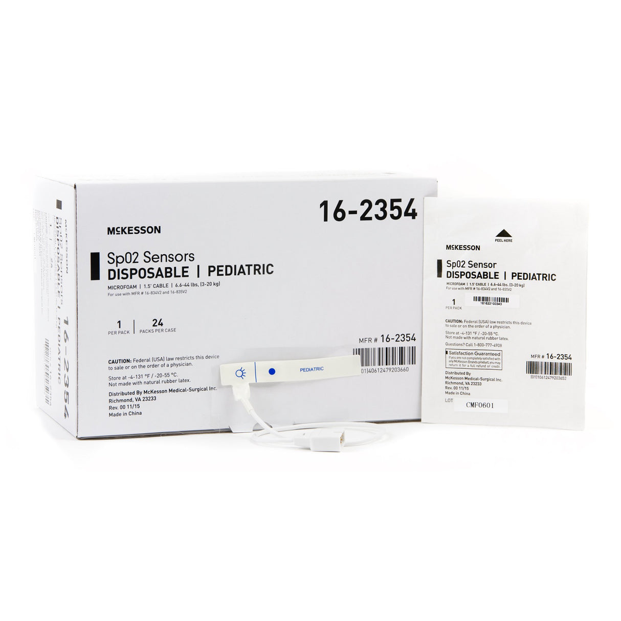 Spo2 Sensor McKesson Disposable Pediatric Microfoam Finger Single Patient Use - BeHope