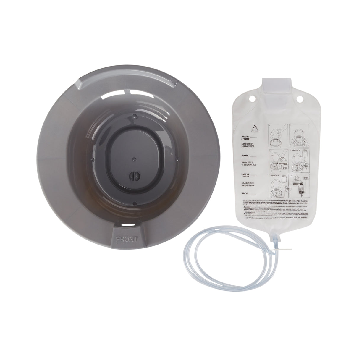 Sitz Bath McKesson Round Graphite Plastic 2000 mL Bag Graduated, 500 mL Increments up to 2000 mL - BeHope
