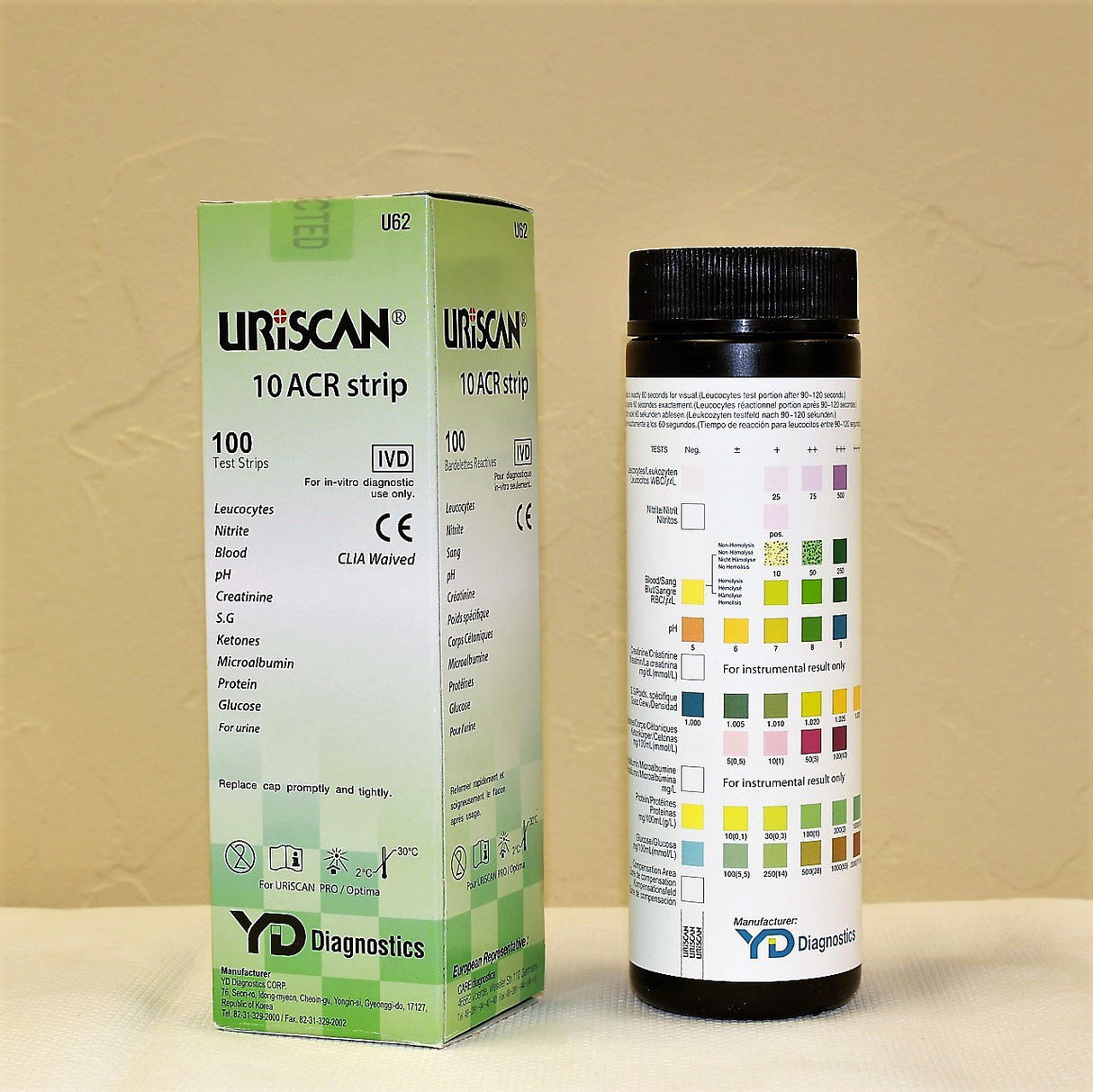 Urinalysis Reagent Uriscan® Bilirubin, Blood, Glucose, Ketone, Leukocytes, Nitrite, pH, Protein, Specific Gravity, Urobilinogen For Uriscan Optima Touch-Screen Urine Analyzer - BeHope