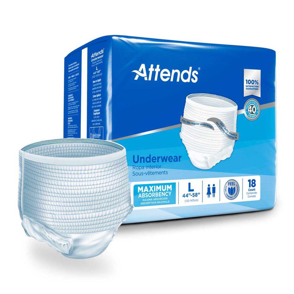 Absorbent Underwear Attends® Care Pull On with Tear Away Seams Adult Large Unisex Disposable Heavy Absorbency - BeHope