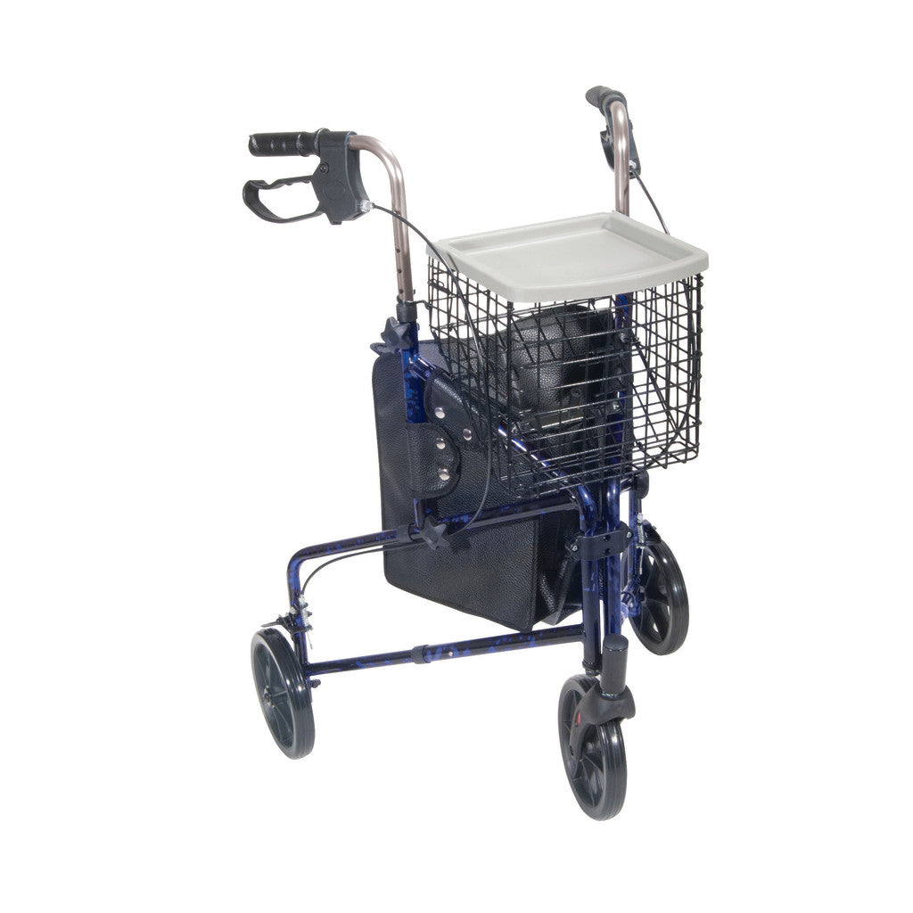 Deluxe 3 Wheel Aluminum Rollator, 7.5" Casters -BeHope