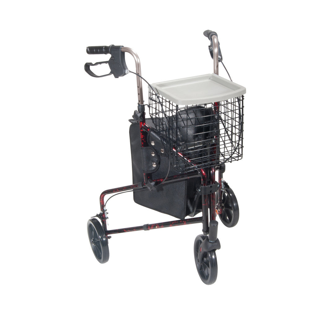 Deluxe 3 Wheel Aluminum Rollator, 7.5" Casters -BeHope