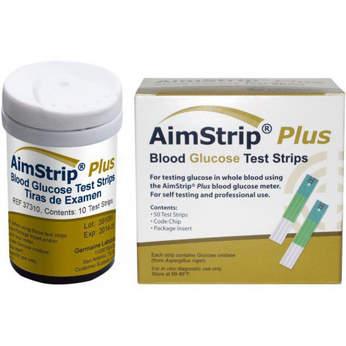 Blood Glucose Test Strips AimStrip® Plus 50 Strips per Pack - BeHope