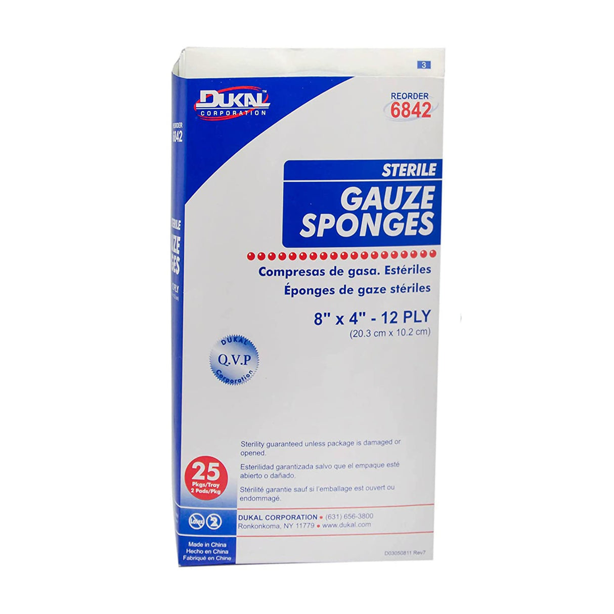 Gauze Sponge Dukal™ 4 X 8 Inch 12-Ply Sterile 2 per Pack - BeHope