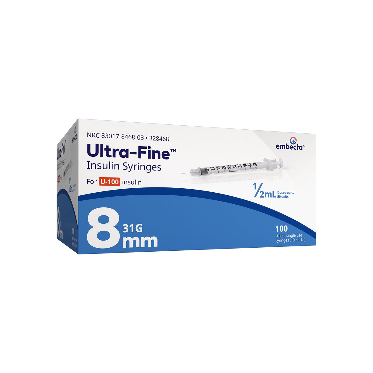 Standard Insulin Syringe with Needle Ultra-Fine™ Lo-Dose™ 0.5 mL 5/16 Inch 31 Gauge NonSafety Regular Wall - BeHope
