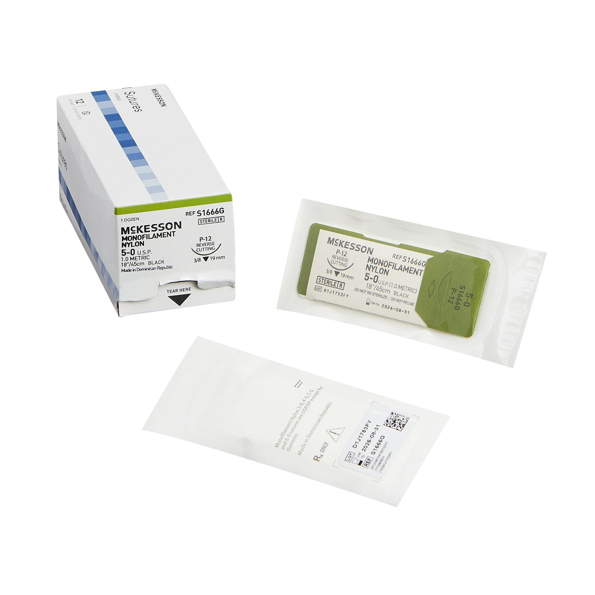 McKesson Nonabsorbable Nylon Monofilament Suture with Precision Reverse Cutting Needle - BeHope