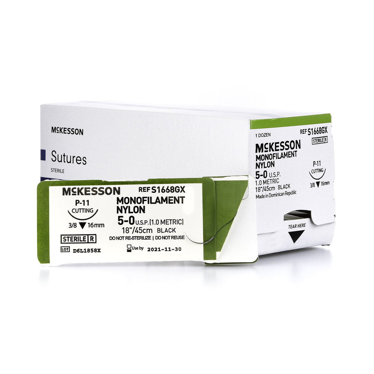McKesson Nonabsorbable Nylon Monofilament Suture with Precision Reverse Cutting Needle - BeHope