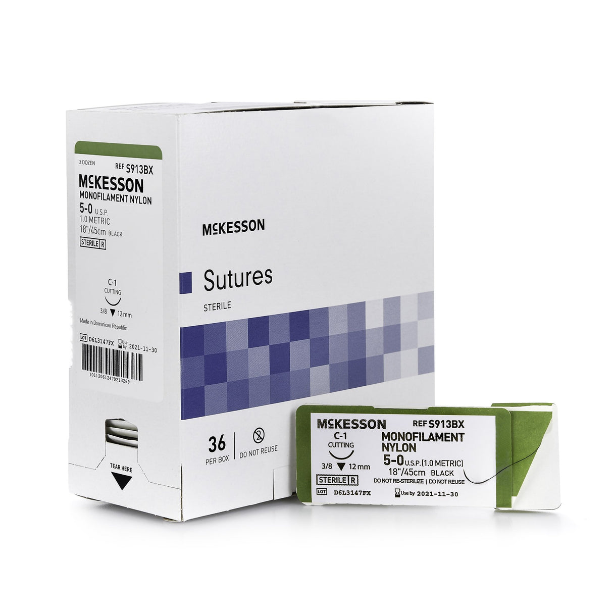 Nonabsorbable Suture With Needle Mckesson Nylon Taper Cutting - BeHope