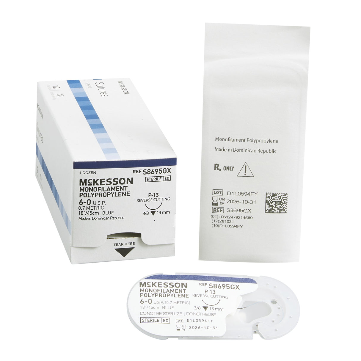 Nonabsorbable Suture McKesson Polypropylene Reverse Cutting Needle - BeHope
