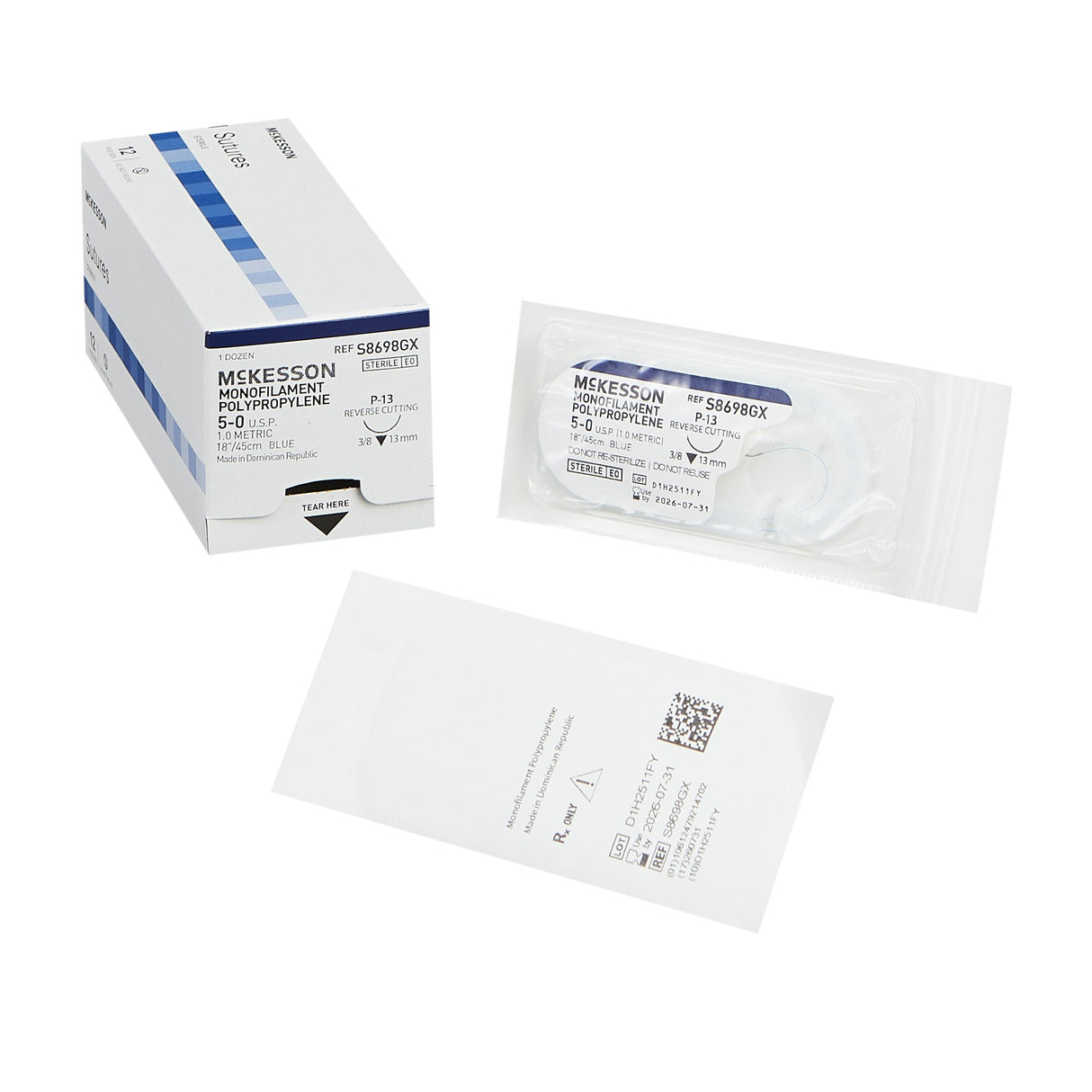 Nonabsorbable Suture McKesson Polypropylene Reverse Cutting Needle - BeHope
