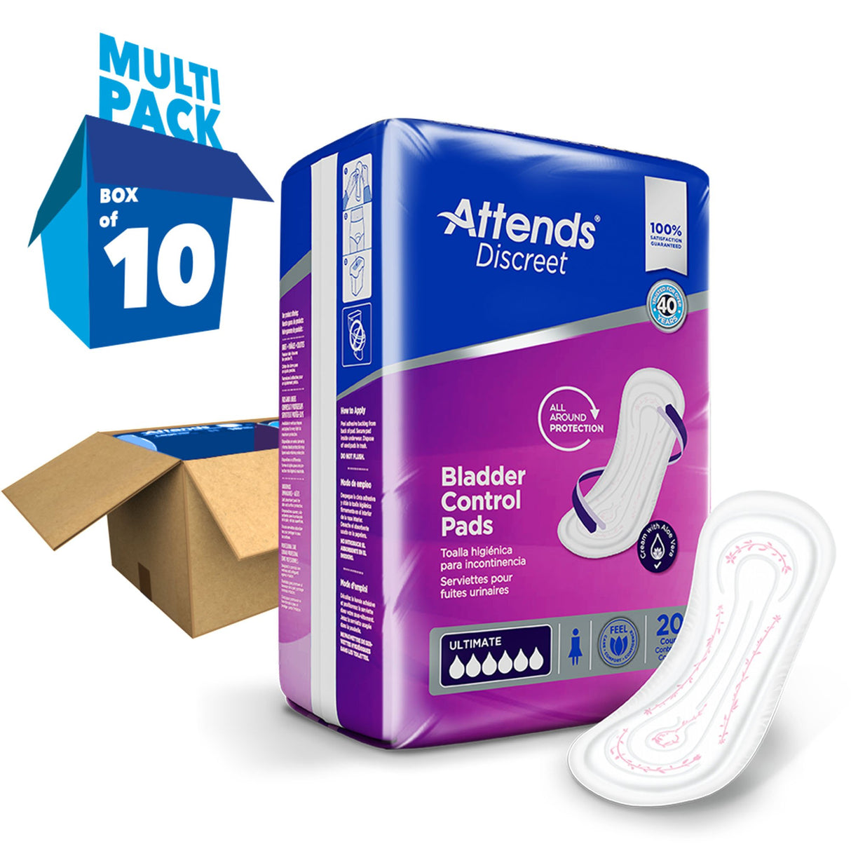 Bladder Control Pad Attends® Discreet 15 Inch Length Heavy Absorbency Polymer Core One Size Fits Most - BeHope