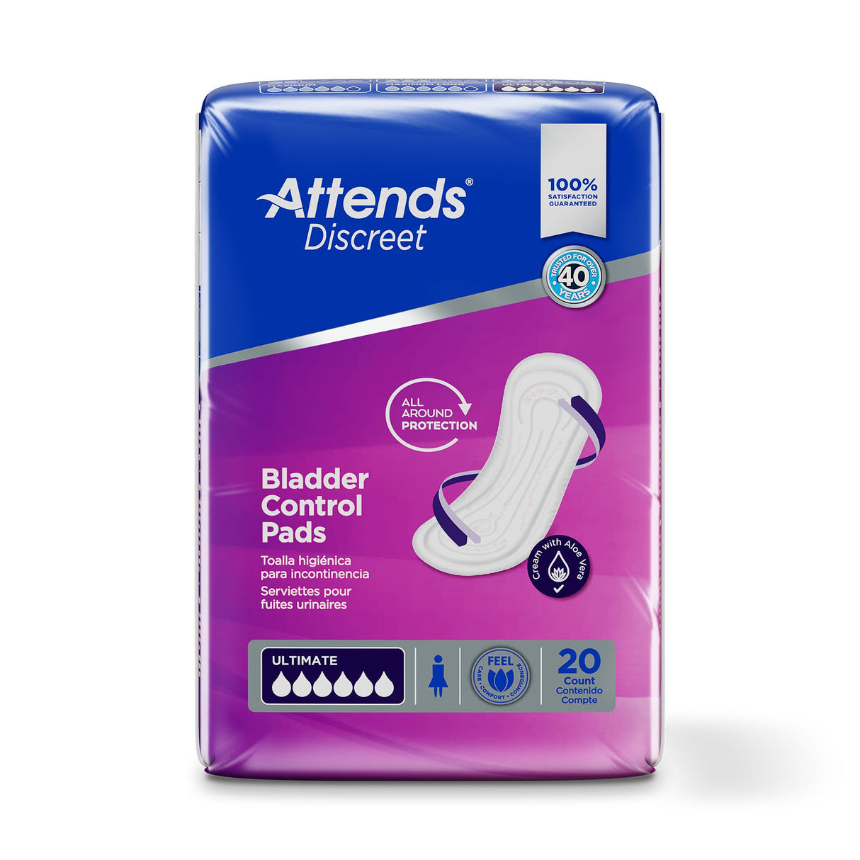 Bladder Control Pad Attends® Discreet 15 Inch Length Heavy Absorbency Polymer Core One Size Fits Most - BeHope