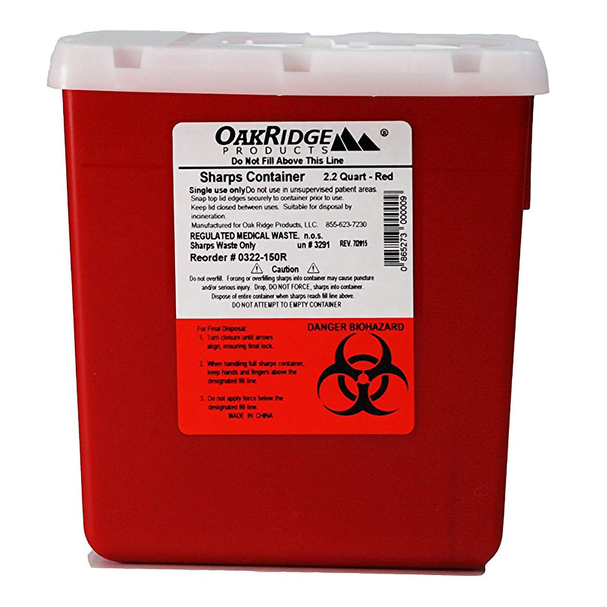 Sharps Container Oakridge™ Vertical Entry Translucent Base - BeHope