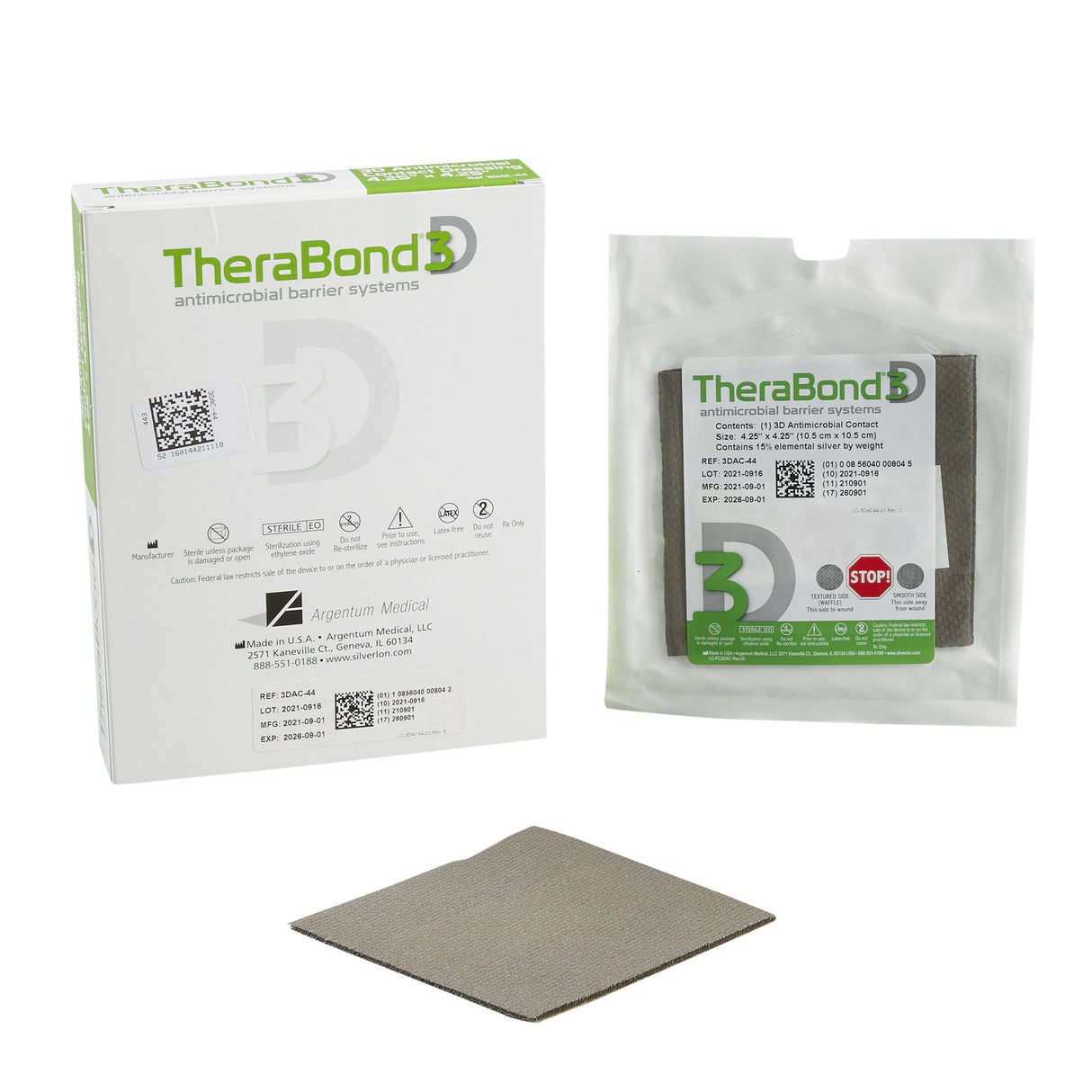 Silver Wound Contact Layer Dressing TheraBond® 3D 4-1/2 X 4-1/4 Inch Square Sterile - BeHope