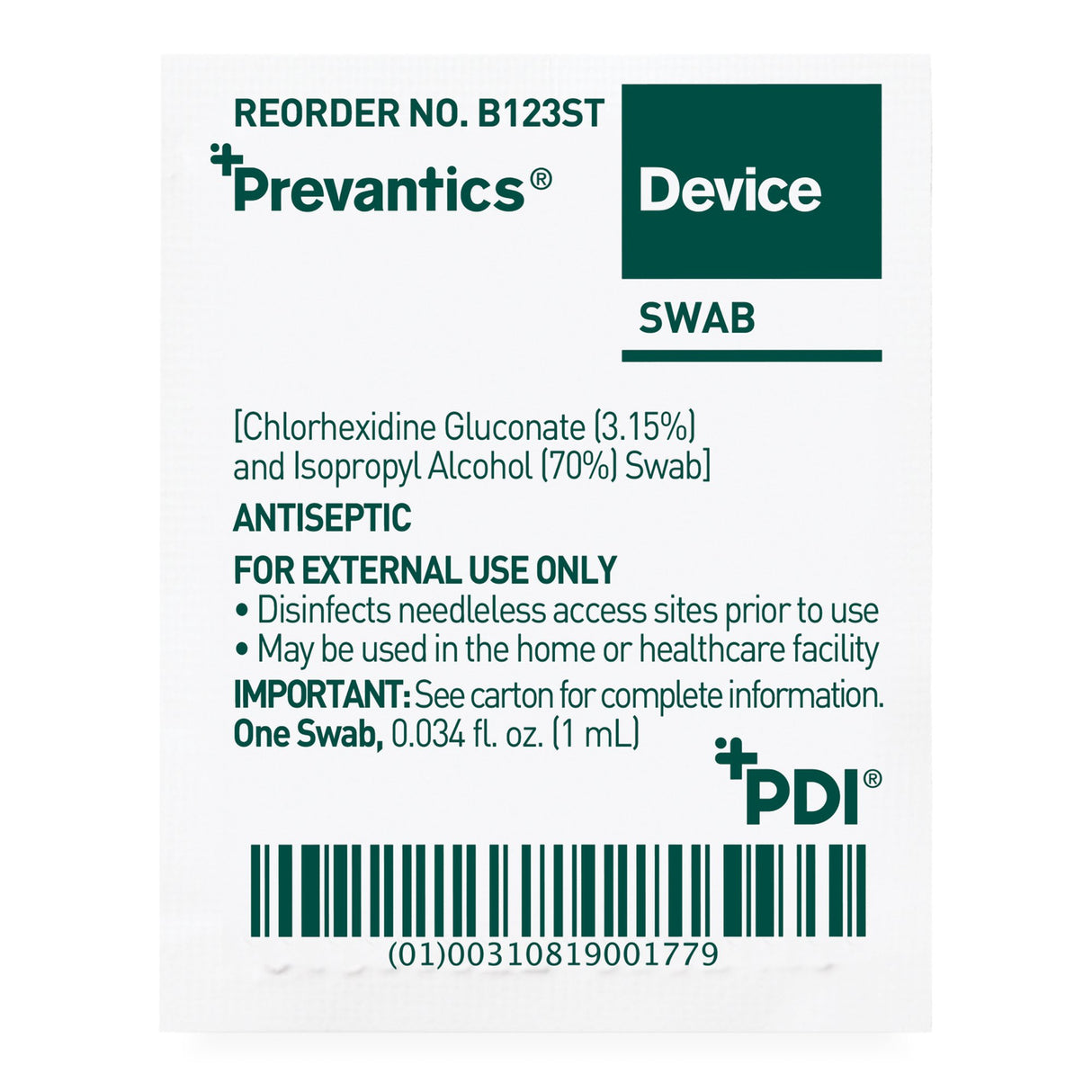 Device Swab Strip Prevantics® 3.15% / 70% Strength CHG (Chlorhexidine Gluconate) / Isopropyl Alcohol Individual Packet NonSterile - BeHope