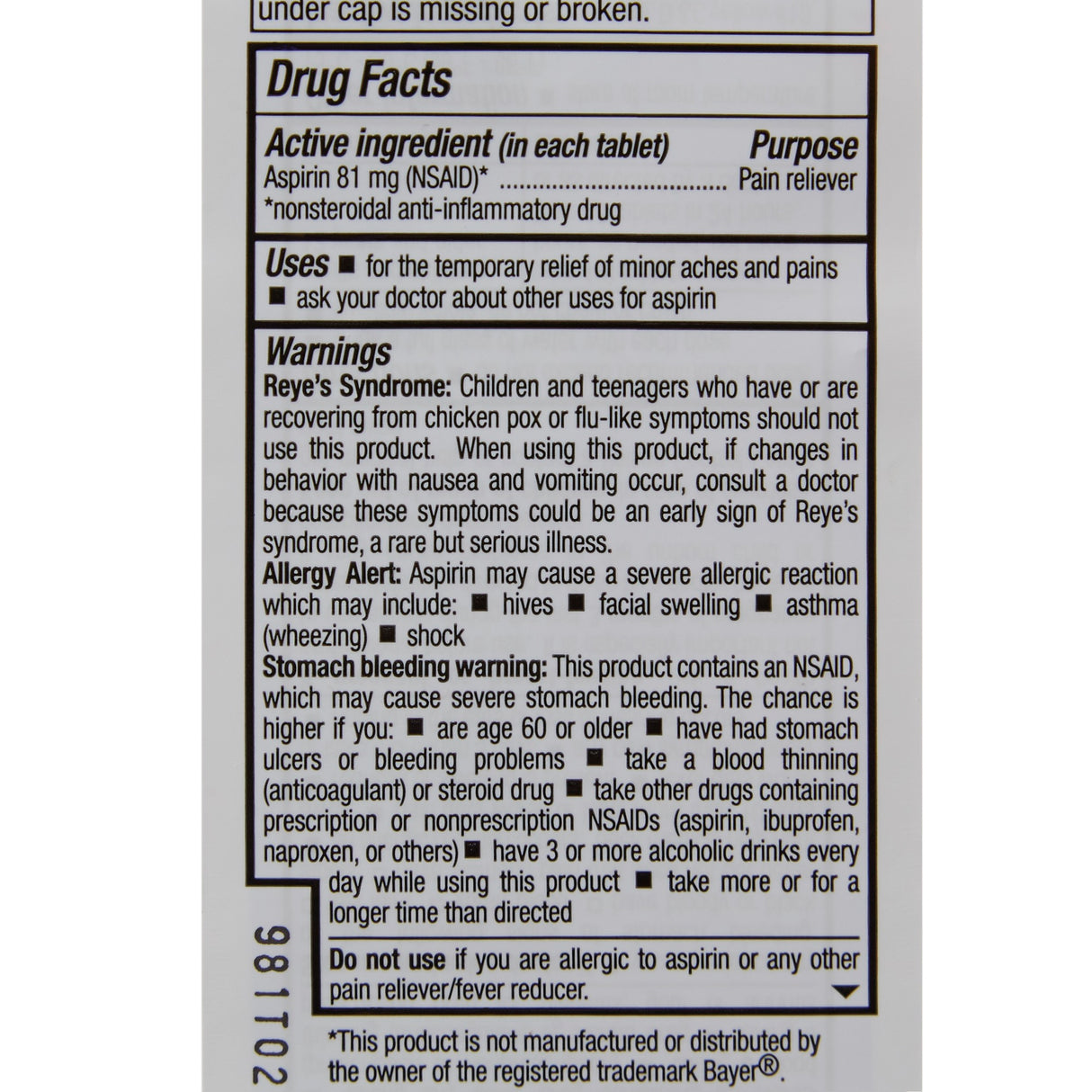 Pain Relief HEALTH STAR® 81 mg Strength Aspirin Tablet 120 per Bottle - BeHope