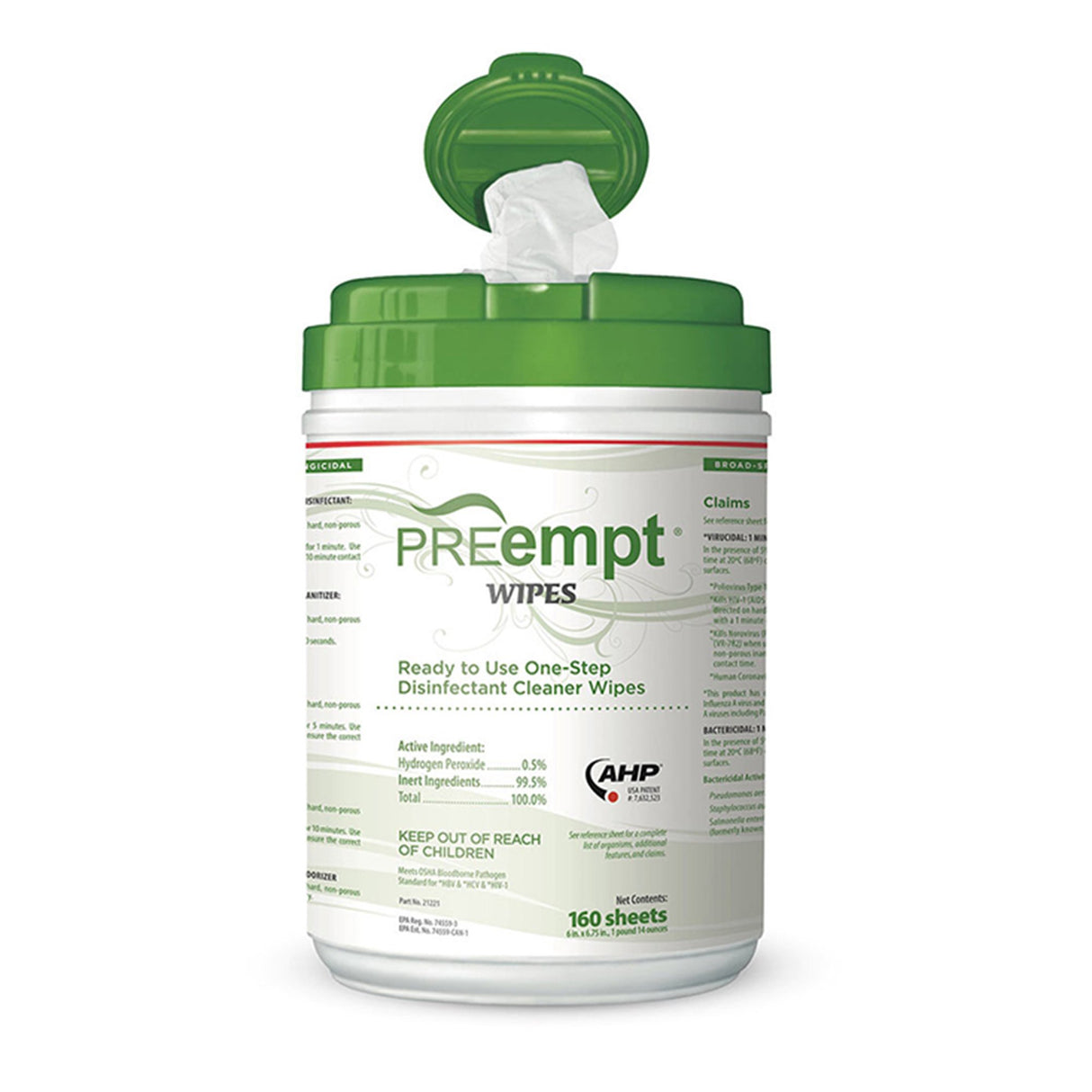 Surface Disinfectant Cleaner Preempt® Plus Broad-Spectrum Hydrogen Peroxide Wipe - BeHope