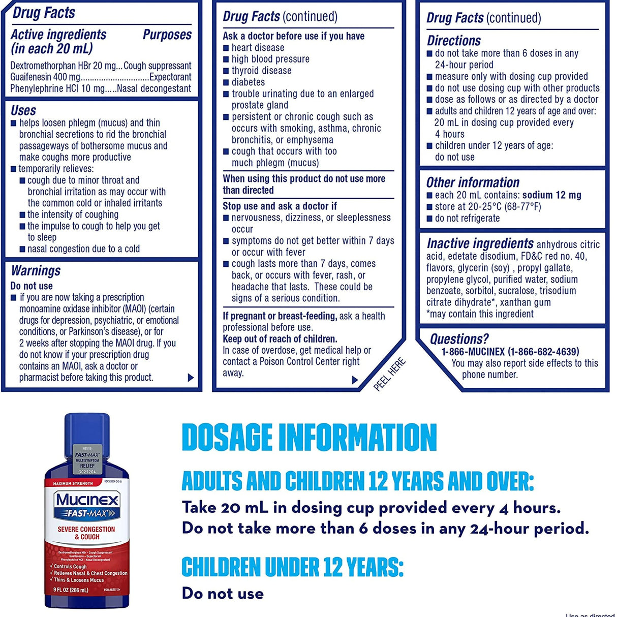 Cold and Cough Relief Mucinex® Fast-Max™ 20 mg - 400 mg - 10 mg / 5 mL Strength Liquid 6 oz. - BeHope